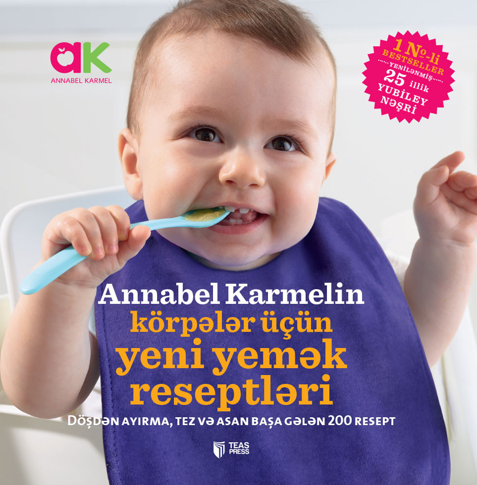 Annabel Karmelin körpələr üçün yeni yemək reseptləri kitabı, əsəri, nəşri, çap məhsulu